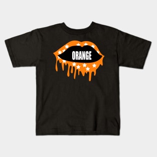 bleed orange lips with stars Kids T-Shirt